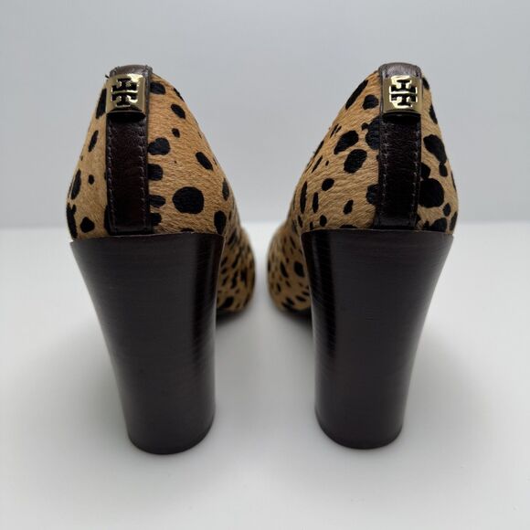 TORY BURCH Leopard Bovine Hair Cheetah Wood Block Heels Pumps Size 8 M - Picture 8 of 12